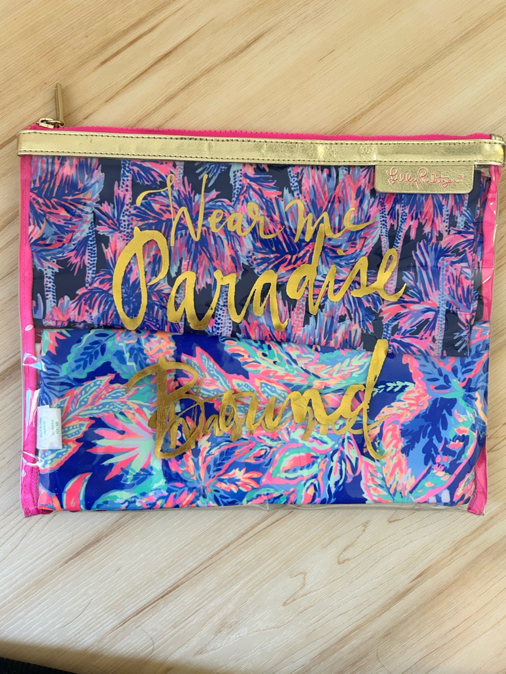 Used 1x Lilly Pulitzer paradise bound garment bags with clear pouch